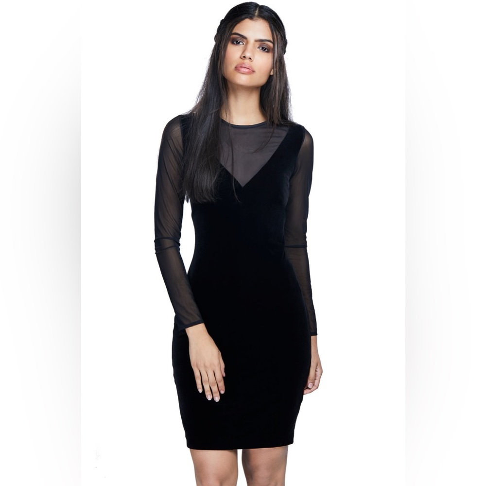 Mango Black Semi Sheer Velvet Short Dress
